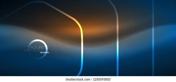 Neon glowing lines, magic energy space blue light concept, abstract background wallpaper design, vector illustration