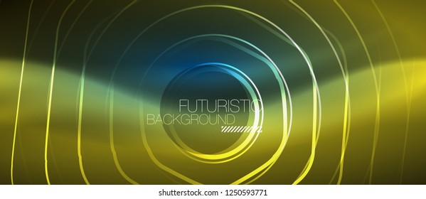 Neon glowing lines, magic energy space blue light concept, abstract background wallpaper design, vector illustration