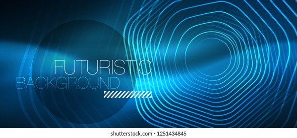 Neon glowing lines, magic energy space blue light concept, abstract background wallpaper design, vector illustration