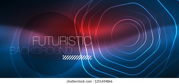 Neon glowing lines, magic energy space blue light concept, abstract background wallpaper design, vector illustration