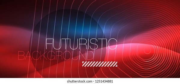 Neon glowing lines, magic energy space blue light concept, abstract background wallpaper design, vector illustration