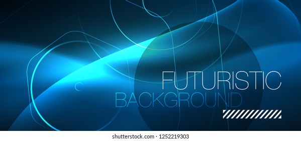Líneas brillantes de neón, concepto de luz azul del espacio de energía mágica, diseño de fondo abstracto de fondo de fondo, ilustración vectorial