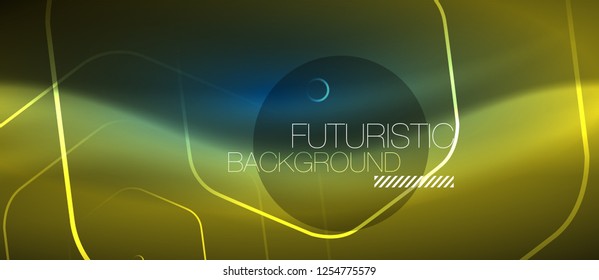 Neon glowing lines, magic energy space blue light concept, abstract background wallpaper design, vector illustration