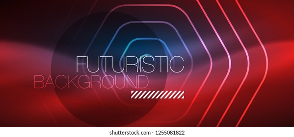 Neon glowing lines, magic energy space blue light concept, abstract background wallpaper design, vector illustration