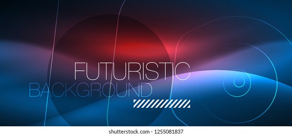 Neon glowing lines, magic energy space blue light concept, abstract background wallpaper design, vector illustration