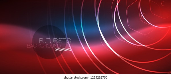 Neon glowing lines, magic energy space blue light concept, abstract background wallpaper design, vector illustration