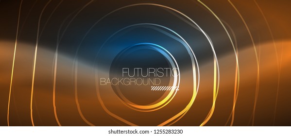 Neon glowing lines, magic energy space blue light concept, abstract background wallpaper design, vector illustration
