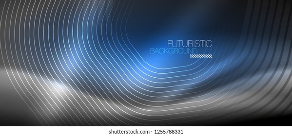 Neon glowing lines, magic energy space light concept, abstract background wallpaper design, vector illustration