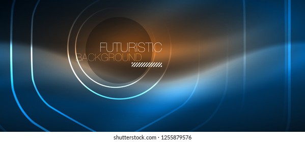 Neon glowing lines, magic energy space blue light concept, abstract background wallpaper design, vector illustration