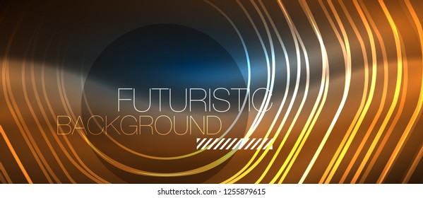 Neon glowing lines, magic energy space blue light concept, abstract background wallpaper design, vector illustration