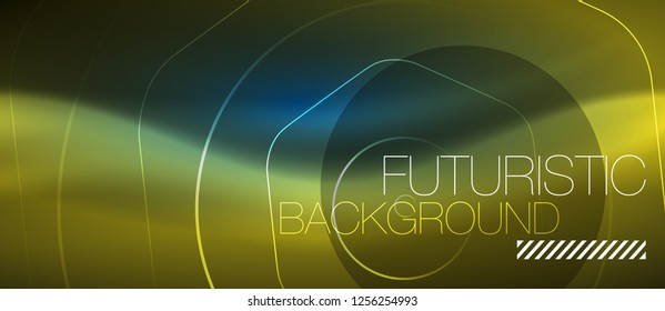 Líneas brillantes de neón, concepto de luz azul del espacio de energía mágica, diseño de fondo abstracto de fondo de fondo, ilustración vectorial