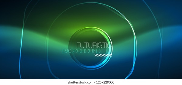 Neon glowing lines, magic energy space blue light concept, abstract background wallpaper design, vector illustration