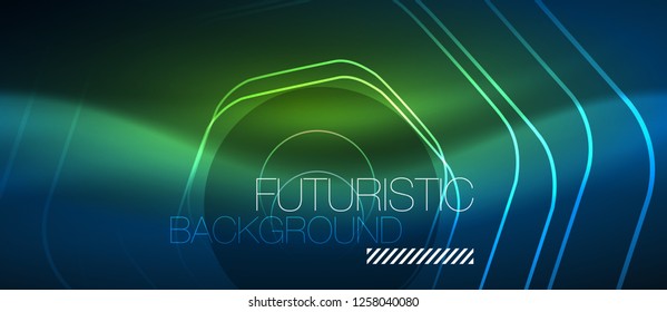 Neon glowing lines, magic energy space blue light concept, abstract background wallpaper design, vector illustration Neon glowing lines, magic energy space blue light concept, abstract background wallpaper design, vector illustration