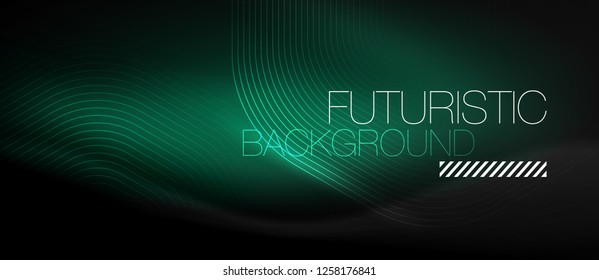 Neon glowing lines, magic energy space light concept, abstract background wallpaper design, vector illustration