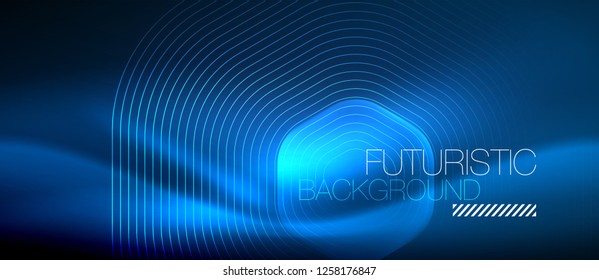 Neon glowing lines, magic energy space light concept, abstract background wallpaper design, vector illustration