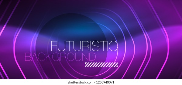 Neon glowing lines, magic energy space blue light concept, abstract background wallpaper design, vector illustration