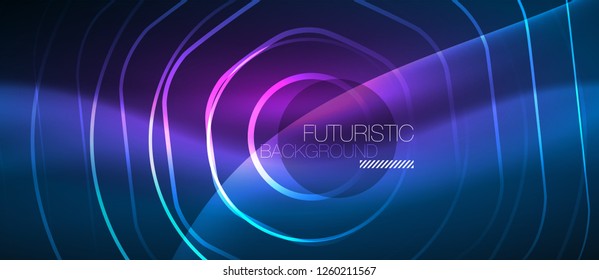 Neonleuchtende Linien, magisches Energieraum, blaues Lichtkonzept, abstrakter Hintergrund, Tapete-Design, Vektorgrafik
