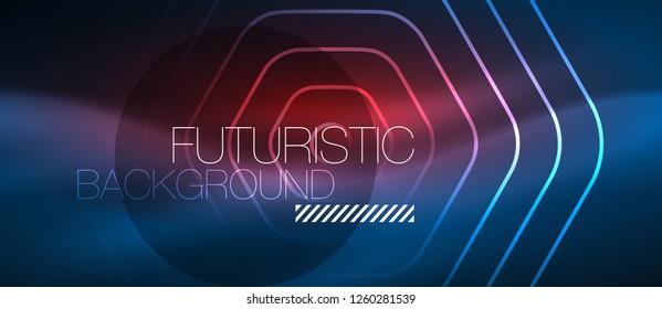 Neon glowing lines, magic energy space blue light concept, abstract background wallpaper design, vector illustration