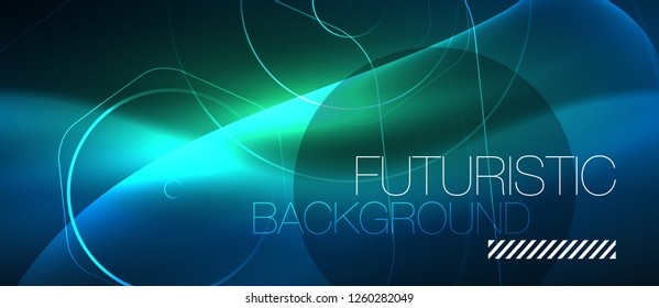 Neon glowing lines, magic energy space blue light concept, abstract background wallpaper design, vector illustration
