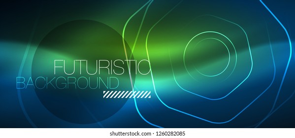 Neon glowing lines, magic energy space blue light concept, abstract background wallpaper design, vector illustration