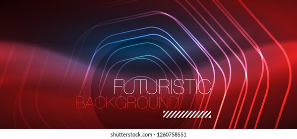 Neon glowing lines, magic energy space blue light concept, abstract background wallpaper design, vector illustration