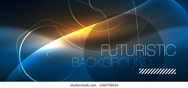 Neonleuchtende Linien, magisches Energieraum, blaues Lichtkonzept, abstrakter Hintergrund, Tapete-Design, Vektorgrafik