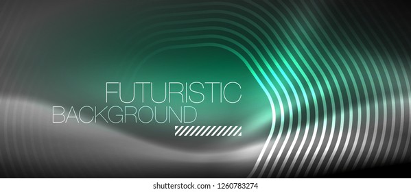 Neon glowing lines, magic energy space light concept, abstract background wallpaper design, vector illustration