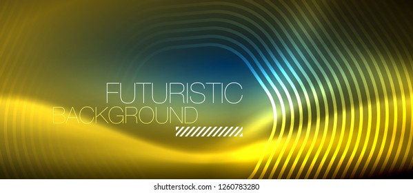 Neon glowing lines, magic energy space light concept, abstract background wallpaper design, vector illustration