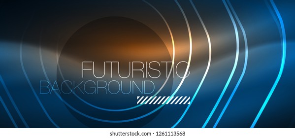 Neon glowing lines, magic energy space blue light concept, abstract background wallpaper design, vector illustration