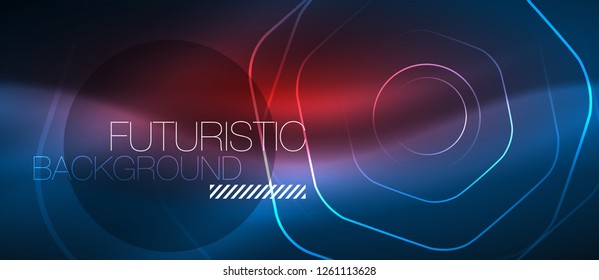 Líneas brillantes de neón, concepto de luz azul del espacio de energía mágica, diseño de fondo abstracto de fondo de fondo, ilustración vectorial