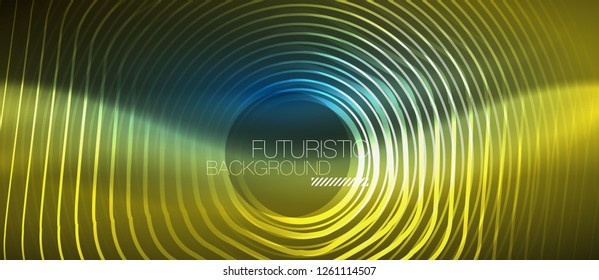 Neon glowing lines, magic energy space blue light concept, abstract background wallpaper design, vector illustration