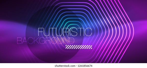 Neon glowing lines, magic energy space blue light concept, abstract background wallpaper design, vector illustration