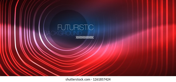 Neon glowing lines, magic energy space blue light concept, abstract background wallpaper design, vector illustration
