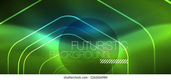 Neonleuchtende Linien, magisches Energieraum, blaues Lichtkonzept, abstrakter Hintergrund, Tapete-Design, Vektorgrafik
