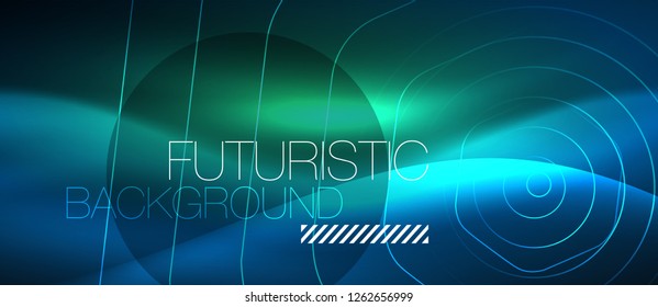 Neon glowing lines, magic energy space blue light concept, abstract background wallpaper design, vector illustration
