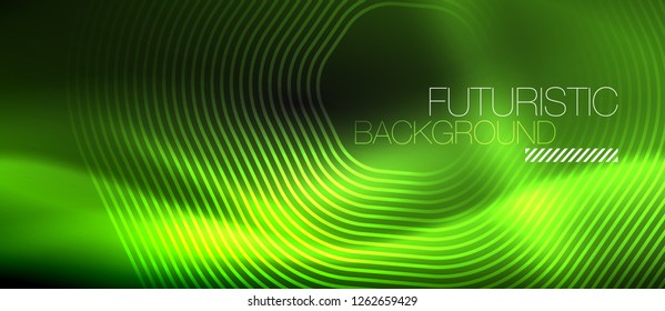 Neon glowing lines, magic energy space light concept, abstract background wallpaper design, vector illustration