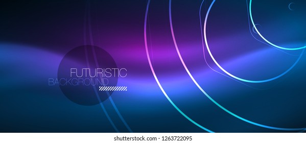 Neon glowing lines, magic energy space blue light concept, abstract background wallpaper design, vector illustration