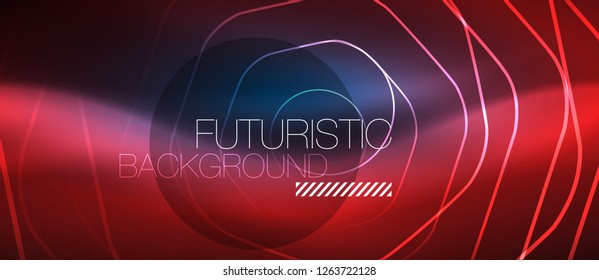 Neon glowing lines, magic energy space blue light concept, abstract background wallpaper design, vector illustration