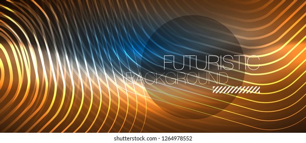 Líneas brillantes de neón, concepto de luz azul del espacio de energía mágica, diseño de fondo abstracto de fondo de fondo, ilustración vectorial