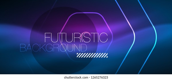 Líneas brillantes de neón, concepto de luz azul del espacio de energía mágica, diseño de fondo abstracto de fondo de fondo, ilustración vectorial