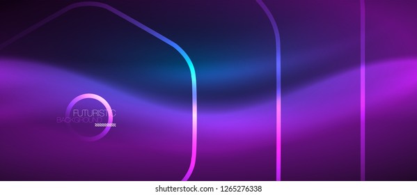 Líneas brillantes de neón, concepto de luz azul del espacio de energía mágica, diseño de fondo abstracto de fondo de fondo, ilustración vectorial