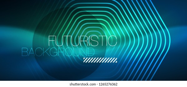 Neon glowing lines, magic energy space blue light concept, abstract background wallpaper design, vector illustration