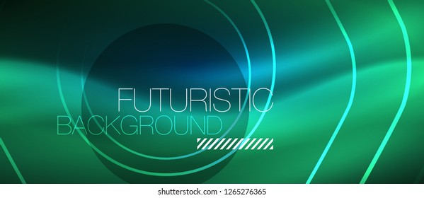 Neon glowing lines, magic energy space blue light concept, abstract background wallpaper design, vector illustration