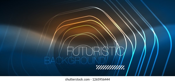 Neon glowing lines, magic energy space blue light concept, abstract background wallpaper design, vector illustration