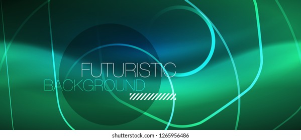 Neon glowing lines, magic energy space blue light concept, abstract background wallpaper design, vector illustration