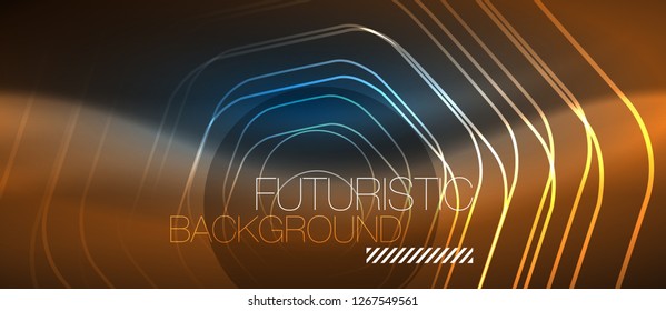 Neon glowing lines, magic energy space blue light concept, abstract background wallpaper design, vector illustration