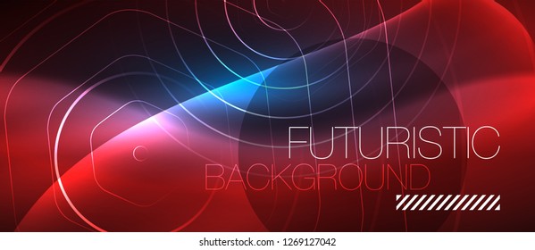 Neon glowing lines, magic energy space blue light concept, abstract background wallpaper design, vector illustration