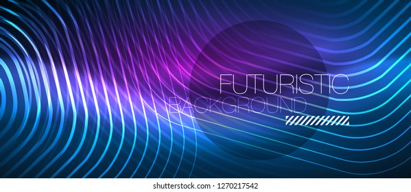 Neon glowing lines, magic energy space blue light concept, abstract background wallpaper design, vector illustration