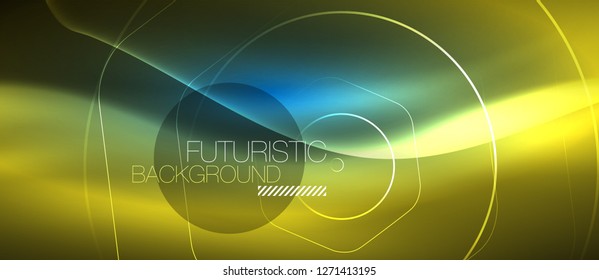 Neon glowing lines, magic energy space blue light concept, abstract background wallpaper design, vector illustration