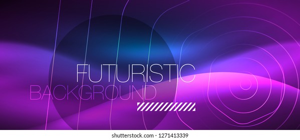 Neon glowing lines, magic energy space blue light concept, abstract background wallpaper design, vector illustration